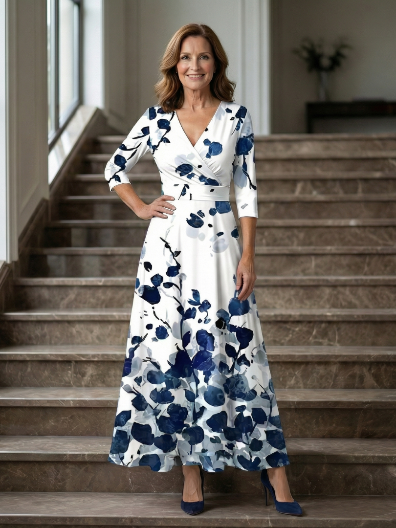 CELINE | Cross Wrap Neck Midi Dress