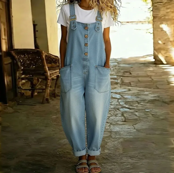 SAYLOR | Vintage Soft Cotton Denim-Look Overalls