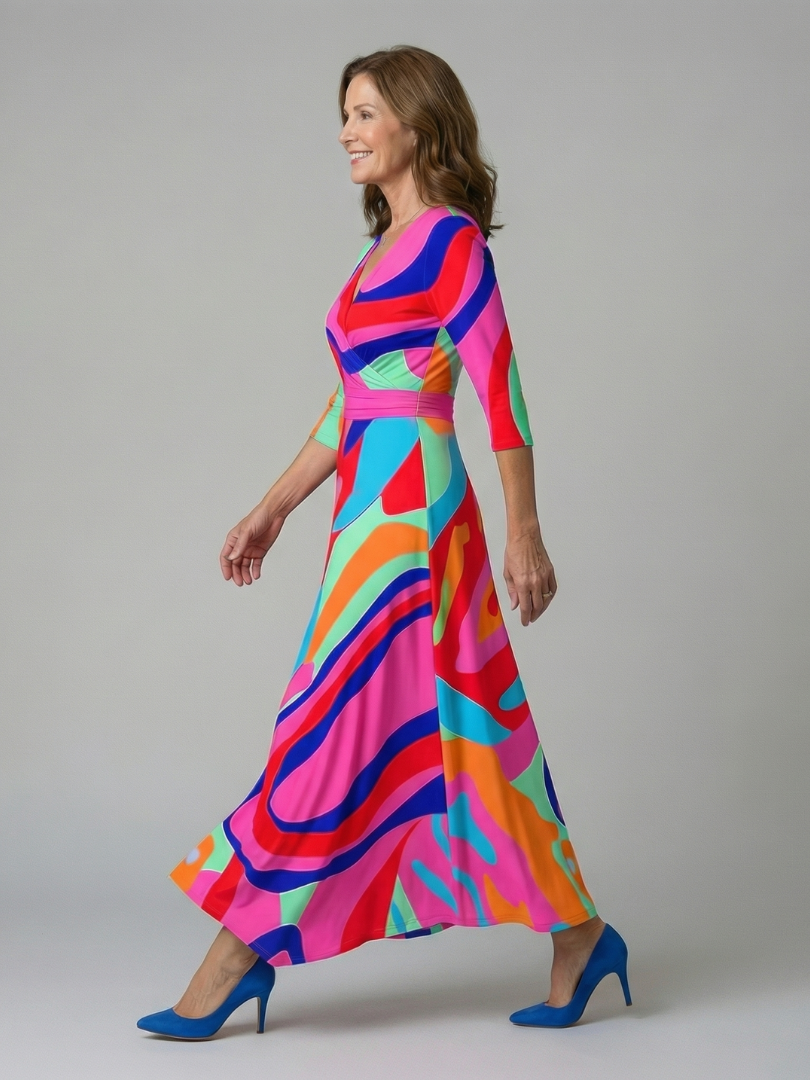 CELINE | Cross Wrap Neck Midi Dress