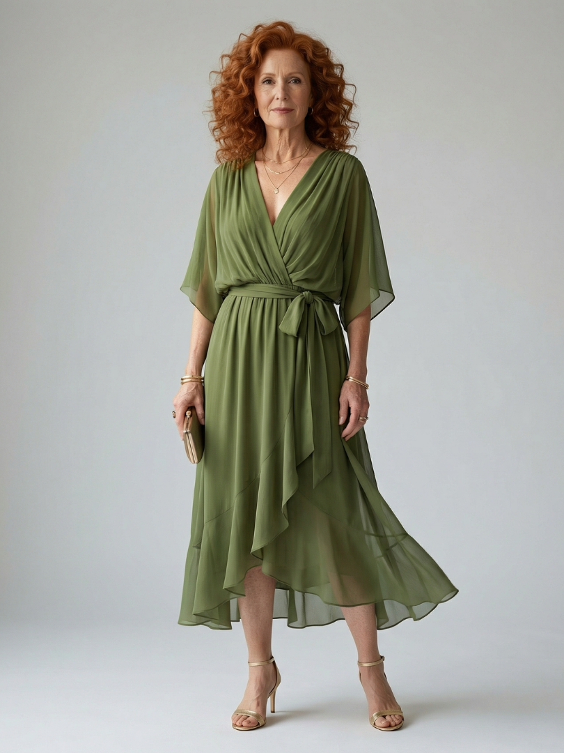 ELRIC| Light Drape Midi Dress
