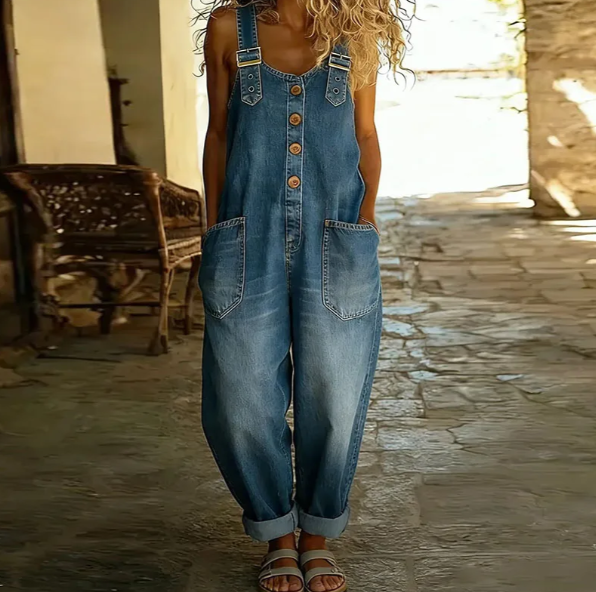 SAYLOR | Vintage Soft Cotton Denim-Look Overalls