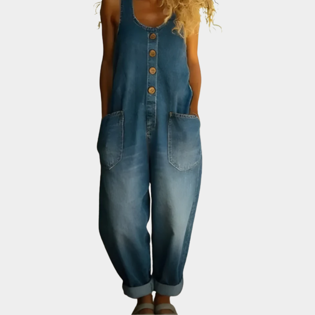 SAYLOR | Vintage Soft Cotton Denim-Look Overalls