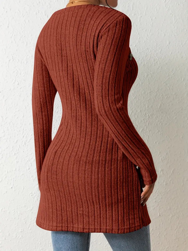 Maressa | Button Closure Ribbed Top