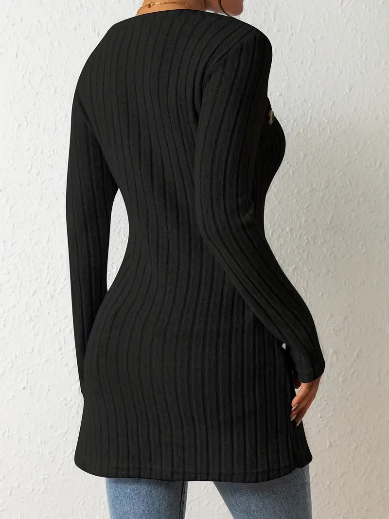 Maressa | Button Closure Ribbed Top