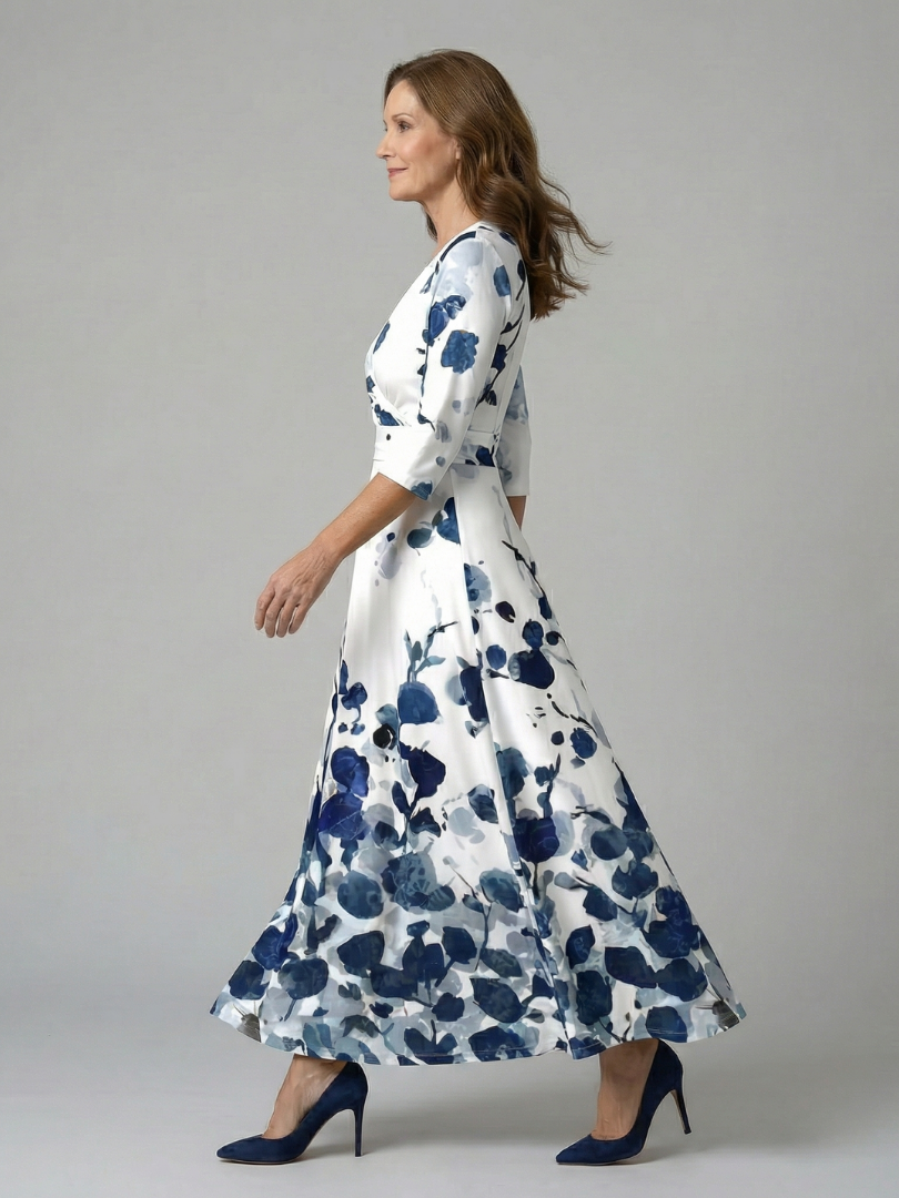 CELINE | Cross Wrap Neck Midi Dress