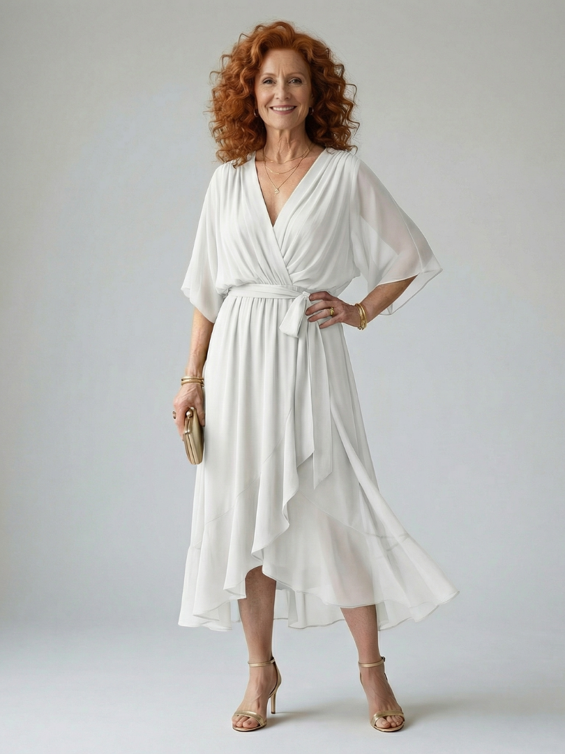 ELRIC| Light Drape Midi Dress
