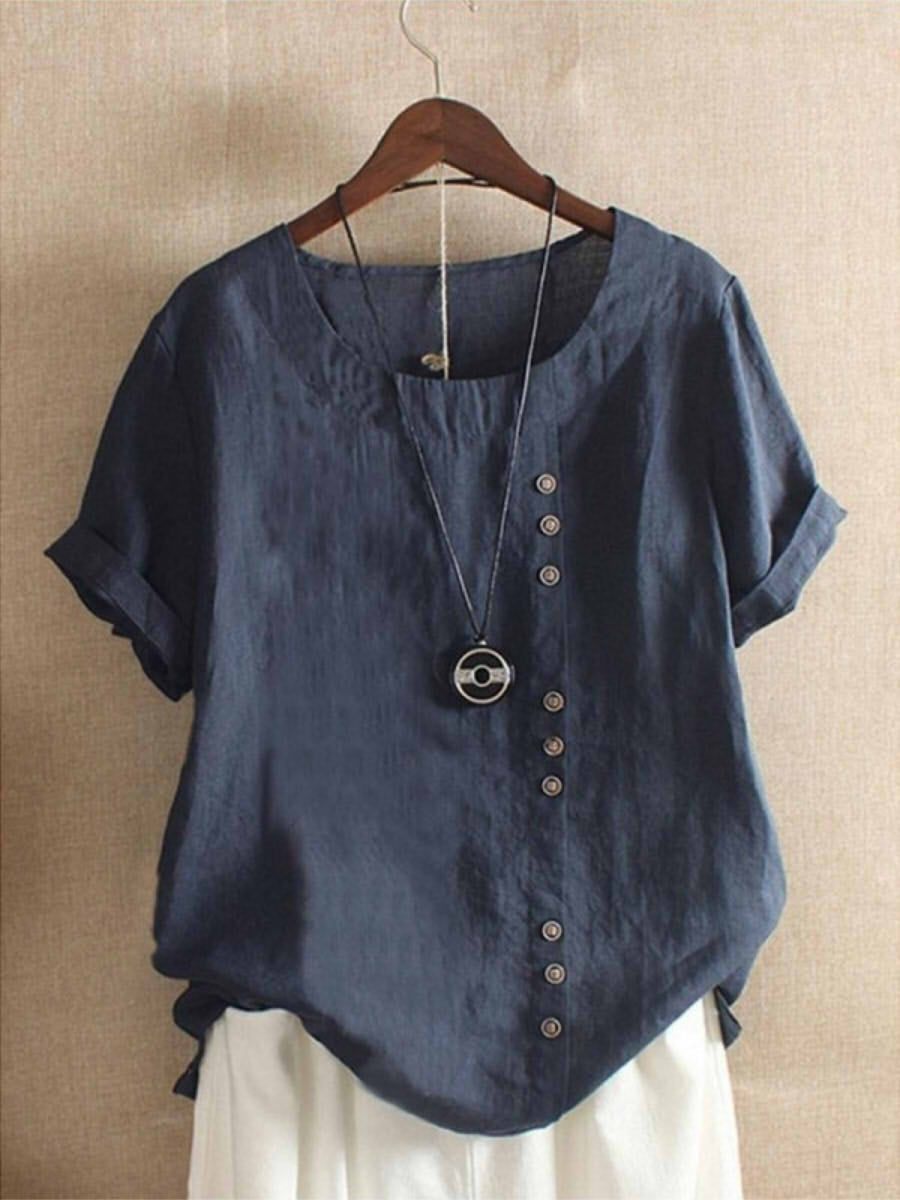 Airy Blouse with Button Placket